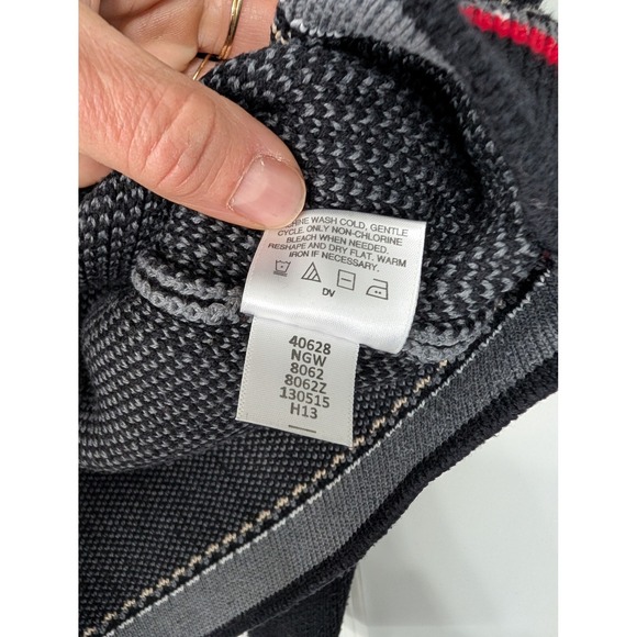 Hanna Andersson Mens XL Black Red Fair Isle 1/4 Zip Cotton Sweater festive - Picture 5 of 6